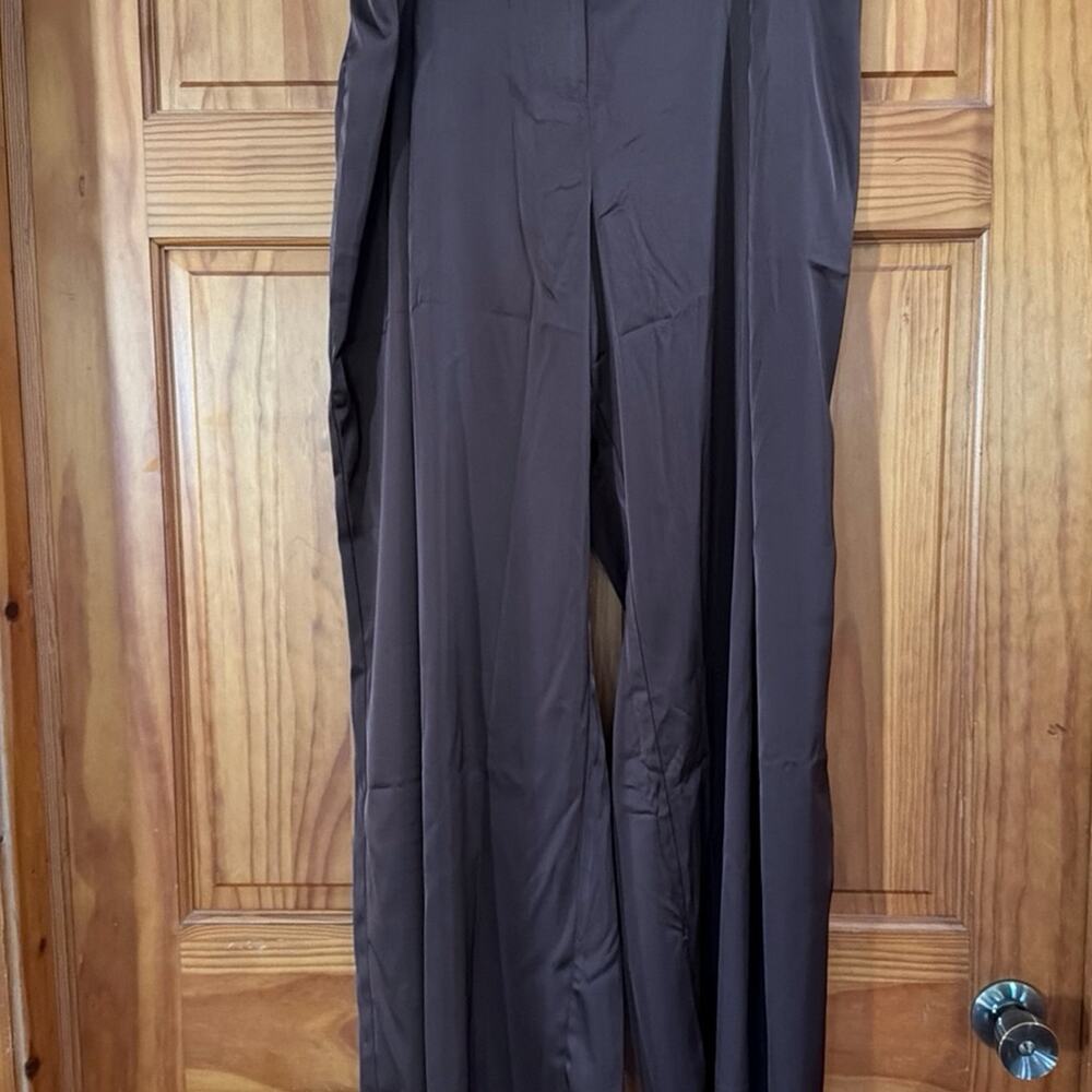 Estelle Mocha Satin Pant With Zipper Size 2X/18W